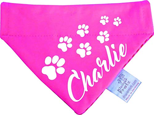 Kleiner Fratz Hunde Durchzugstuch (Fb: pink-Navy) (Gr.M - 23 x 18 cm) mit Namen Ihres Tieres von Kleiner Fratz