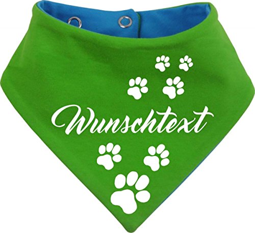 beidseitiges Multicolor Hunde Wende- Halstuch (Fb: Lime-royal) (Gr.1 - HU 27-30 cm) mit Ihrem Wunschtext von Kleiner Fratz