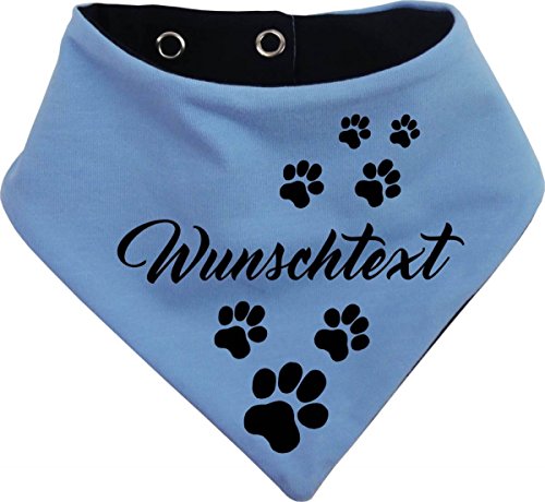 Kleiner Fratz beidseitiges Multicolor Hunde Wende- Halstuch (Fb: hellblau-Navy) (Gr.1 - HU 27-30 cm) mit Ihrem Wunschtext von Kleiner Fratz