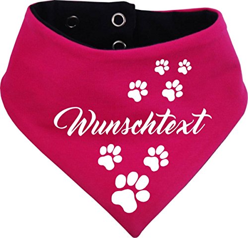 beidseitiges Multicolor Hunde Wende- Halstuch (Fb: pink-Navy) (Gr.2 - HU 31-35 cm) mit Ihrem Wunschtext von Kleiner Fratz