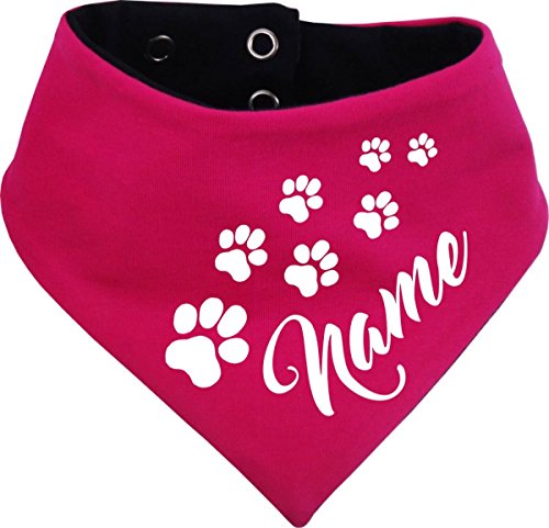 beidseitiges Multicolor Hunde Wende- Halstuch (Fb: pink-Navy) (Gr.4 - HU 45-52 cm) mit Ihrem Wunschtext von Kleiner Fratz