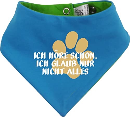 Hunde Wende- Halstuch Multicolor (Fb: Lime-royal) (Gr.2 - HU 31-35 cm) Ich höre Schon, ich Glaub nur Nicht Alles von Kleiner Fratz