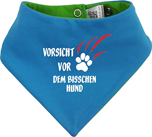 Hunde Wende- Halstuch Multicolor (Fb: Lime-Atoll) (Gr.5 - HU 52-60 cm) Vorsicht vor dem bisschen Hund von Kleiner Fratz
