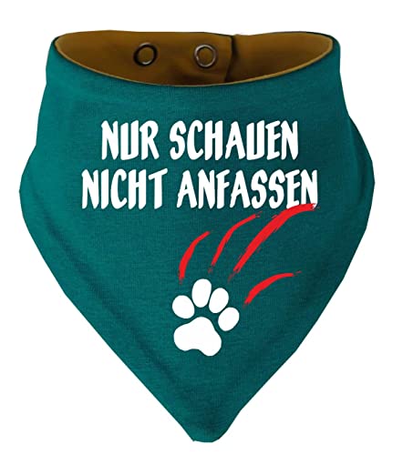 Kleiner Fratz Hunde Wende- Halstuch Multicolor (Fb: Petrol-gelb) (Gr.3 - HU 36-42 cm) Nur schauen Nicht anfassen von Kleiner Fratz