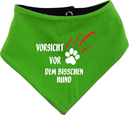 Hunde Wende- Halstuch Multicolor (Fb: Navy-Lime) (Gr.4 - HU 45-52 cm) Vorsicht vor dem bisschen Hund von Kleiner Fratz