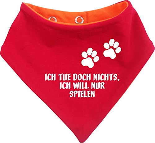 Kleiner Fratz Hunde Wende- Halstuch Multicolor (Fb: orange-rot) (Gr.4 - HU 45-52 cm) Ich tue doch Nichts ich Will nur Spielen von Kleiner Fratz