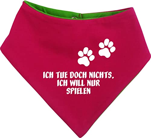 Kleiner Fratz Hunde Wende- Halstuch Multicolor (Fb: pink-Lime) (Gr.4 - HU 45-52 cm) Ich tue doch Nichts ich Will nur Spielen von Kleiner Fratz