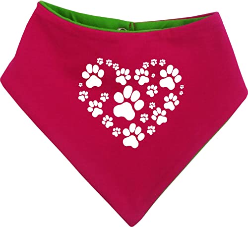 Kleiner Fratz Hunde Wende- Halstuch Multicolor (Fb: pink-Lime) (Gr.5 - HU 52-60 cm) Herz aus Pfoten von Kleiner Fratz