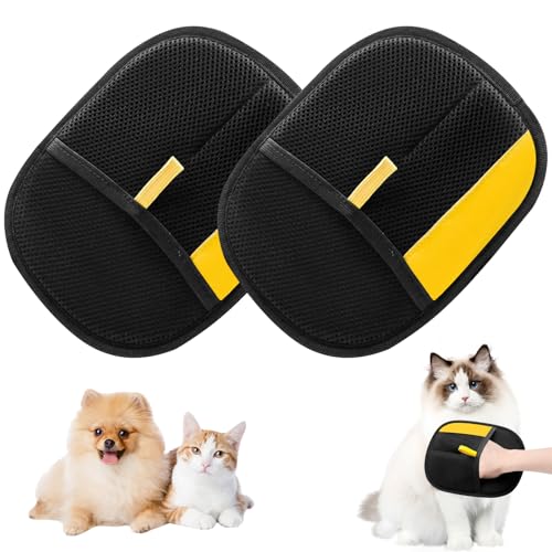 KLIFE Tierhaarentferner-Handschuh, elektrostatische Tierhaarentfernungshandschuhe für Katzen und Hunde, wiederverwendbar, doppelseitig, Tierhaarentferner für Couch, Möbel, Teppich, Autositz (2 Stück) von KLIFE