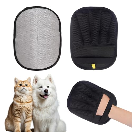 KLINNA 2 Stück Fellhandschuh Katze & Hund für sanfte Fellpflege und Glattes Gesundes Fell, Effektiver Tierhaarentferner Pet Hair Remover Glove, reinigt Clothes Sofas Carpets von KLINNA
