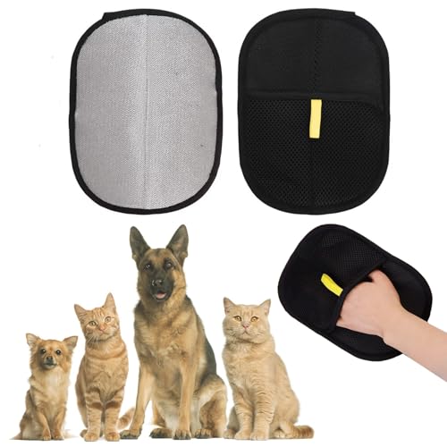 KLINNA 2 Stück Fellpflegehandschuh Katze & Hund, Doppelseitiger Tierhaarentferner Handschuh für Glattes und Gesundes Fell, Pet Hair Remover Glove für Clothes Sofas Carpets von KLINNA