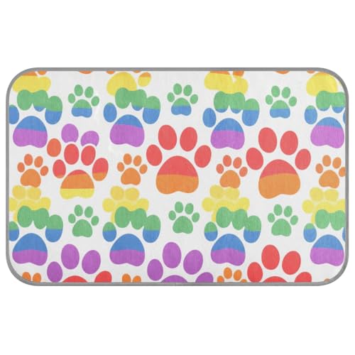KLL Bunte Hunde-Fußabdrücke, Sommer-Kühlmatte für Hunde, selbstkühlendes Haustierbett für Katzen, Hunde, draußen, einzigartiges Klebeband, Größe M KLL Bunte Hunde-Fußabdrücke, Sommer-Kühlmatte für Hunde, selbstkühlendes Haustierbett für Katzen, Hunde, draußen, einzigartiges Klebeband, Größe M von KLL