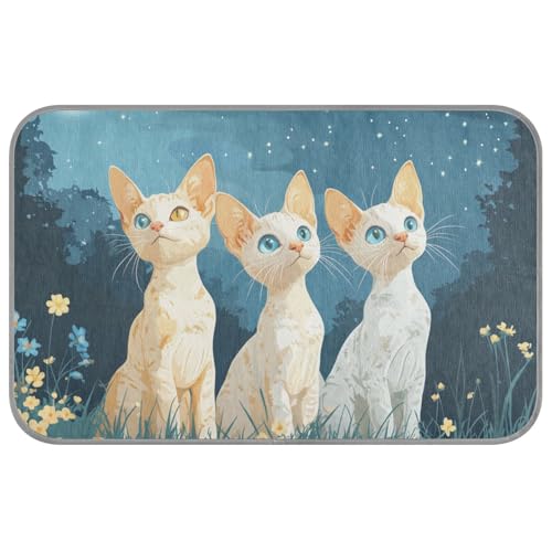 KLL Cartoon Devon Rex Cats Sommer Kühlmatten für Hunde, selbstkühlende Matte für Katzen für Kaninchen, Reisen, schnurlos, Cama Refrescante para Perros M KLL Cartoon Devon Rex Cats Sommer Kühlmatten für Hunde, selbstkühlende Matte für Katzen für Kaninchen, Reisen, schnurlos, Cama Refrescante para Perros M von KLL