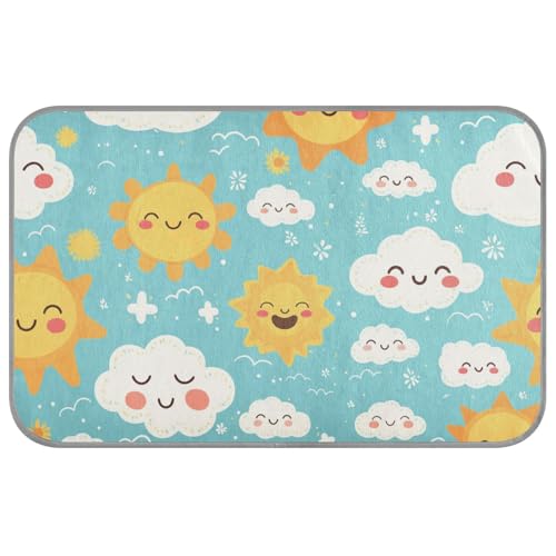 KLL Cartoon Sun and Cloud Partten Sommer Kühlmatte Outdoor Selbstkühlende Matte für Outdoor-Katzen für Kaninchen, Outdoor, nicht elektrisch, Camas Frias para Perros M von KLL