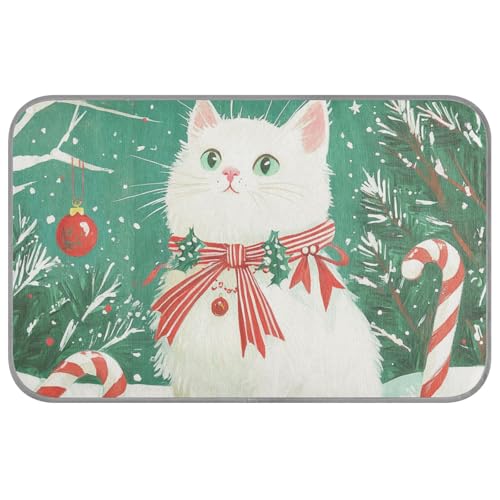 KLL Cartoon süße weiße Weihnachtskatze, Sommer, Gel-Kühlmatte für Hunde, selbstkühlende Pads für Hunde für Chihuahua, Schlafen, faltbar, Manta Fria para Perros M von KLL