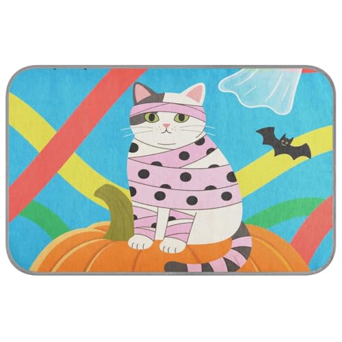 KLL Halloween-Katzen-Sommer-Kühlkissen, selbstkühlendes Katzenbett für Hunde, weiß, für den Außenbereich, Größe M, Weiß KLL Halloween-Katzen-Sommer-Kühlkissen, selbstkühlendes Katzenbett für Hunde, weiß, für den Außenbereich, Größe M, Weiß von KLL