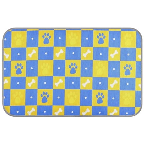 KLL Kühlkissen für den Sommer, Motiv: Pfotenabdrücke, selbstkühlende Decke für Katzen, für Kaninchen, Innenbereich, sicheres Klebeband, Blau und Gelb KLL Kühlkissen für den Sommer, Motiv: Pfotenabdrücke, selbstkühlende Decke für Katzen, für Kaninchen, Innenbereich, sicheres Klebeband, Blau und Gelb von KLL