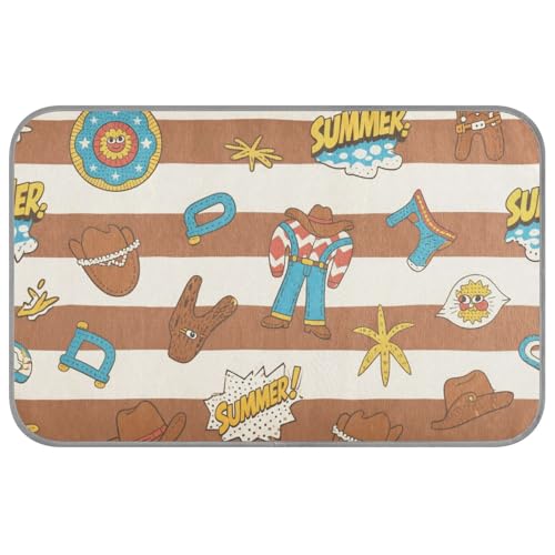 KLL Kühlmatte für Haustiere, für den Außenbereich, Motiv: Cowboy, Vintage-Stil, für Sommer, Sommer, selbstkühlend, für Haustiere, für Hühner, Katzen, Outdoor, weich, Braun / Weiß KLL Kühlmatte für Haustiere, für den Außenbereich, Motiv: Cowboy, Vintage-Stil, für Sommer, Sommer, selbstkühlend, für Haustiere, für Hühner, Katzen, Outdoor, weich, Braun / Weiß von KLL