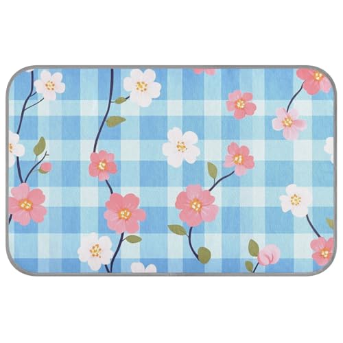 KLL Kühlmatten für Hunde, selbstkühlende Katzenbetten für den Außenbereich, Katzen, für Hunde, Reisen, Sommer-Mantas, Größe M, Hellblau kariert, Rosa von KLL