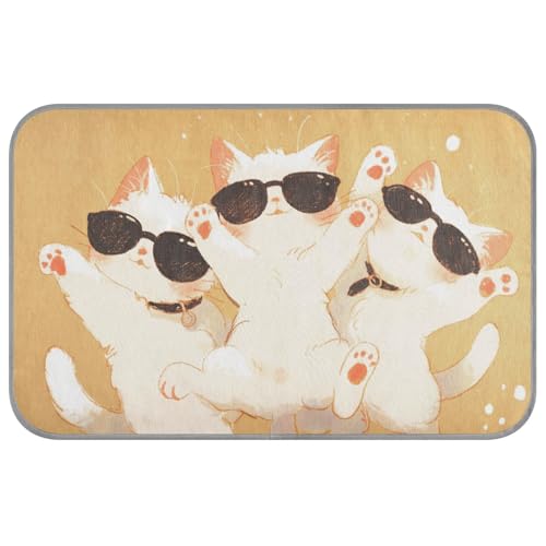 KLL Niedliche weiße Katzen-Cartoon-Sommer-Kühlmatte für Katzen, selbstkühlende Haustiermatte für Kaninchen, Reisen, bequem, Cama Refrescante para Perros M KLL Niedliche weiße Katzen-Cartoon-Sommer-Kühlmatte für Katzen, selbstkühlende Haustiermatte für Kaninchen, Reisen, bequem, Cama Refrescante para Perros M von KLL