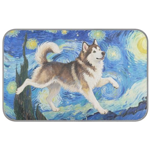 KLL Ölgemälde mit tanzendem sibirischem Husky, Sommer-Kühlkissen für Hunde, selbstkühlende Decke für Hunde für Hunde, Katzen, schnurloses Klebeband, Enfriador para Perros M von KLL