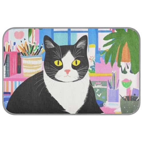 KLL Schwarze Katze, künstlerische Illustration, Sommer-Kühldecken für große Hunde, selbstkühlende Hundedecken für große Hunde für Chihuahua, zum Schlafen, tragbar, esterilla refrescante para Perros M von KLL