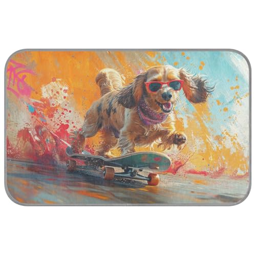 KLL Verspieltes Dackel-Hundeskateboard, Street-Style, Sommer-Kühlkissen für Katzen, selbstkühlende Katzenbetten für draußen, für Kaninchen, Outdoor, Haustier, Sommer-Tapete, Perros, M KLL Verspieltes Dackel-Hundeskateboard, Street-Style, Sommer-Kühlkissen für Katzen, selbstkühlende Katzenbetten für draußen, für Kaninchen, Outdoor, Haustier, Sommer-Tapete, Perros, M von KLL