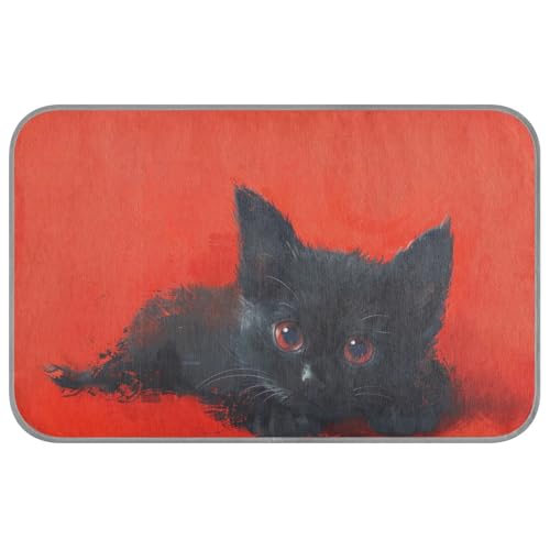 Sommer-Kühlmatte mit rotem Hintergrund, schwarz, Cartoon-Kätzchen, für den Außenbereich, selbstkühlende Matte für Hunde für Kätzchen, Katzen, Outdoor, nicht elektrisch, Esterilla-Refrescante para Sommer-Kühlmatte mit rotem Hintergrund, schwarz, Cartoon-Kätzchen, für den Außenbereich, selbstkühlende Matte für Hunde für Kätzchen, Katzen, Outdoor, nicht elektrisch, Esterilla-Refrescante para von KLL
