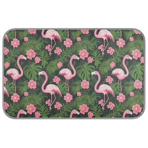 Tropische Flamingos Palmenblätter Blumen Rosa Sommer Kühlendes Hundebett Selbstkühlende Matte für Katzen für Tiere Outdoor Wasserdicht Tapete Frio para Perros M von KLL