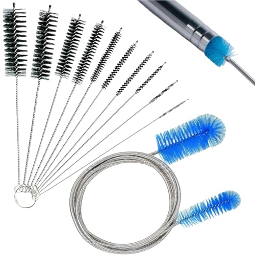 KLLJ Schlauchbürste,11pcs Reinigungsset Bürste,Pfeifenreiniger Bürste,Flexible Reinigungsbürste Doppelkopf,Doppelseitige Schlauchbürste aus Edelstahl,für Verschiedene Flaschen, Ausguss,Aquarium von KLLJ