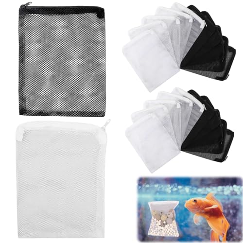 KLLJ Aquarium Filterbeutel,20pcs Filterbeutel für Aquarien,Fish Tank Netz Filterbeutel,Aquarien Feinmaschiges Netz,Fischtank Mesh Filterbeutel,Wiederverwendbare Beutel für Aktivkohle,Biokugeln von KLLJ