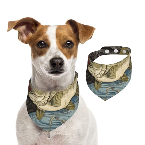 Hundehalstücher für Fischer, Sommerhalstücher für Hunde, waschbar, verstellbar, Dreieckstuch für mittelgroße und große Hunde, Welpen und Katzen, klein von KLLTYHMU