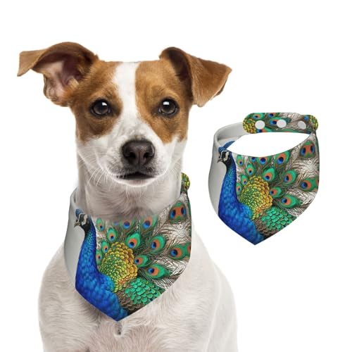 Hundehalstücher im Vintage-Stil, elegant, bunt, Pfauenmotiv, Sommerhalstücher für Hunde, waschbar, verstellbar, Dreieckstuch für mittelgroße und große Hunde, Welpen und Katzen, Größe L Hundehalstücher im Vintage-Stil, elegant, bunt, Pfauenmotiv, Sommerhalstücher für Hunde, waschbar, verstellbar, Dreieckstuch für mittelgroße und große Hunde, Welpen und Katzen, Größe L von KLLTYHMU