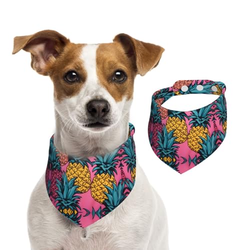 Hundehalstücher mit Ananasmotiv, waschbar, verstellbar, dreieckig, niedlich, für mittelgroße und große Hunde, Welpen und Katzen, Größe M Hundehalstücher mit Ananasmotiv, waschbar, verstellbar, dreieckig, niedlich, für mittelgroße und große Hunde, Welpen und Katzen, Größe M von KLLTYHMU