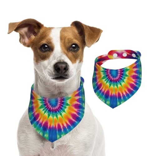 Hundehalstücher mit Batikmuster, Sommerhalstücher für Hunde, waschbar, verstellbar, dreieckig, niedliches Haustier-Lätzchen für mittelgroße und große Hunde, Welpen und Katzen, Größe L Hundehalstücher mit Batikmuster, Sommerhalstücher für Hunde, waschbar, verstellbar, dreieckig, niedliches Haustier-Lätzchen für mittelgroße und große Hunde, Welpen und Katzen, Größe L von KLLTYHMU