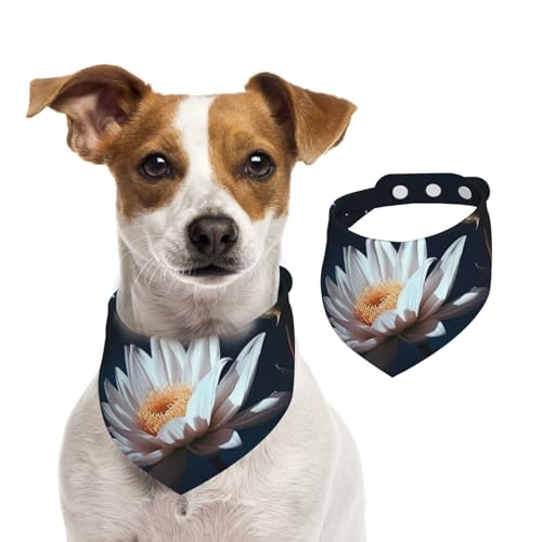 Hundehalstücher mit Blume und Mond, Sommerhalstücher für Hunde, waschbar, verstellbar, dreieckig, niedlich, für mittelgroße und große Hunde, Welpen und Katzen, Größe L von KLLTYHMU