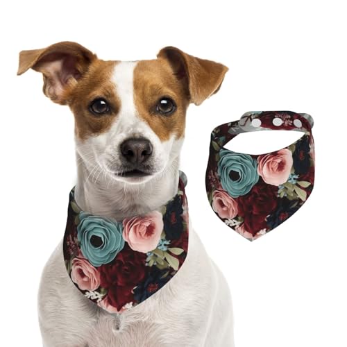 Hundehalstücher mit Blumenmuster, waschbar, verstellbar, Dreieckstuch für mittelgroße und große Hunde, Welpen und Katzen, Größe S von KLLTYHMU
