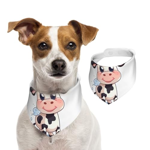 Hundehalstücher mit Cartoon-Milchkuh, Sommerhalstücher für Hunde, waschbar, verstellbar, Dreieckstuch für mittelgroße und große Hunde, Welpen und Katzen, Größe M von KLLTYHMU