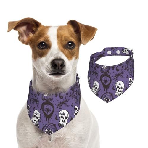 Hundehalstücher mit Horror-Muster auf violettem Hintergrund, Sommerhalstücher für Hunde, waschbar, verstellbar, Dreieckstuch für mittelgroße und große Hunde, Welpen und Katzen, Größe M Hundehalstücher mit Horror-Muster auf violettem Hintergrund, Sommerhalstücher für Hunde, waschbar, verstellbar, Dreieckstuch für mittelgroße und große Hunde, Welpen und Katzen, Größe M von KLLTYHMU