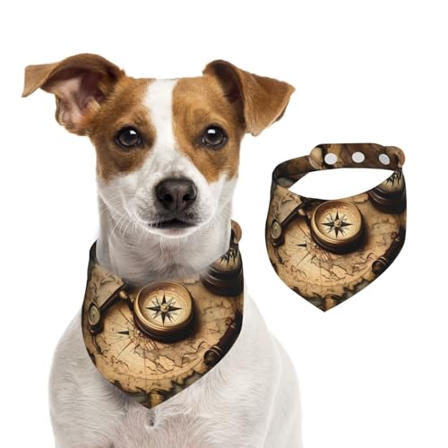 Hundehalstücher mit Kompass und Alte Weltkarte, Sommerhalstücher für Hunde, waschbar, verstellbar, Dreieckstuch für mittelgroße und große Hunde, Welpen und Katzen, klein Hundehalstücher mit Kompass und Alte Weltkarte, Sommerhalstücher für Hunde, waschbar, verstellbar, Dreieckstuch für mittelgroße und große Hunde, Welpen und Katzen, klein von KLLTYHMU
