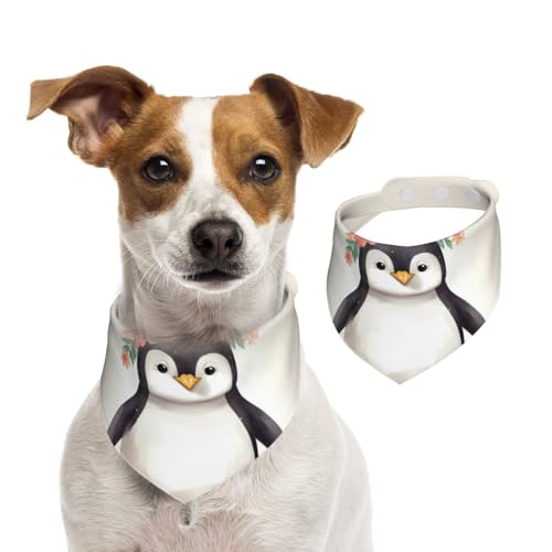 Hundehalstücher mit Pinguin mit Blumen, Sommerhalstücher für Hunde, waschbar, verstellbar, dreieckig, niedliches Haustier-Lätzchen für mittelgroße und große Hunde, Welpen und Katzen, klein von KLLTYHMU