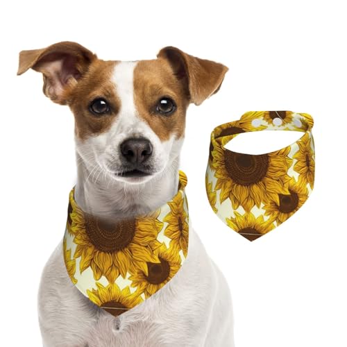 Hundehalstücher mit Sonnenblumen-Motiv, Sommerhalstücher für Hunde, waschbar, verstellbar, Dreieckstuch für mittelgroße und große Hunde, Welpen und Katzen, Größe L Hundehalstücher mit Sonnenblumen-Motiv, Sommerhalstücher für Hunde, waschbar, verstellbar, Dreieckstuch für mittelgroße und große Hunde, Welpen und Katzen, Größe L von KLLTYHMU