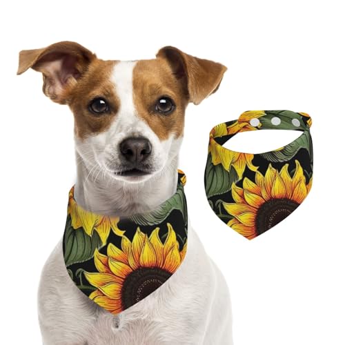 Hundehalstücher mit Sonnenblumen-Motiv, Sommerhalstücher für Hunde, waschbar, verstellbar, Dreieckstuch für mittelgroße und große Hunde, Welpen und Katzen, Größe M Hundehalstücher mit Sonnenblumen-Motiv, Sommerhalstücher für Hunde, waschbar, verstellbar, Dreieckstuch für mittelgroße und große Hunde, Welpen und Katzen, Größe M von KLLTYHMU