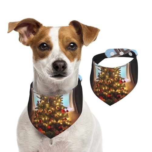 Hundehalstücher mit Weihnachtsbaum, Sommerhalstücher für Hunde, waschbar, verstellbar, dreieckig, niedlich, für mittelgroße und große Hunde, Welpen und Katzen, Größe M Hundehalstücher mit Weihnachtsbaum, Sommerhalstücher für Hunde, waschbar, verstellbar, dreieckig, niedlich, für mittelgroße und große Hunde, Welpen und Katzen, Größe M von KLLTYHMU