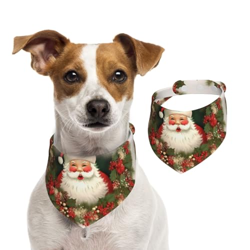 Hundehalstücher mit Weihnachtsmann-Kranz, Sommerhalstücher für Hunde, waschbar, verstellbar, dreieckig, niedlich, für mittelgroße und große Hunde, Welpen und Katzen, Größe L Hundehalstücher mit Weihnachtsmann-Kranz, Sommerhalstücher für Hunde, waschbar, verstellbar, dreieckig, niedlich, für mittelgroße und große Hunde, Welpen und Katzen, Größe L von KLLTYHMU