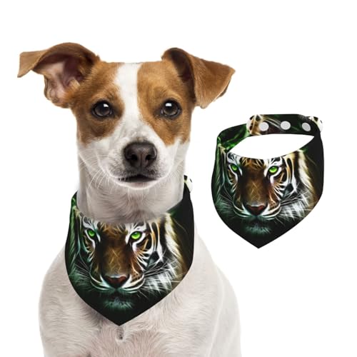 Hundehalstücher mit grünäugigem Tiger, Sommerhalstücher für Hunde, waschbar, verstellbar, dreieckig, niedliches Haustier-Lätzchen für mittelgroße und große Hunde, Welpen und Katzen, Größe L Hundehalstücher mit grünäugigem Tiger, Sommerhalstücher für Hunde, waschbar, verstellbar, dreieckig, niedliches Haustier-Lätzchen für mittelgroße und große Hunde, Welpen und Katzen, Größe L von KLLTYHMU