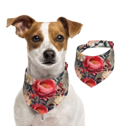 Moderne Hundehalstücher mit Blumenmuster, Sommerhalstücher für Hunde, waschbar, verstellbar, Dreieckstuch für mittelgroße und große Hunde, Welpen und Katzen, Größe M Moderne Hundehalstücher mit Blumenmuster, Sommerhalstücher für Hunde, waschbar, verstellbar, Dreieckstuch für mittelgroße und große Hunde, Welpen und Katzen, Größe M von KLLTYHMU