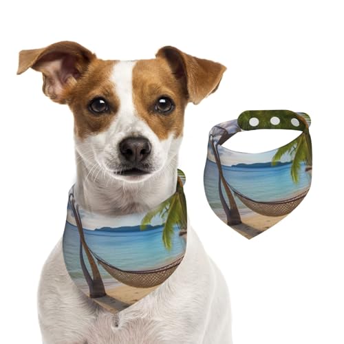 Paradise Beach Palmen Hundehalstuch, Sommerhalstücher für Hunde, waschbar, verstellbar, dreieckig, niedliches Haustier-Lätzchen für mittelgroße und große Hunde, Welpen und Katzen, Größe M von KLLTYHMU