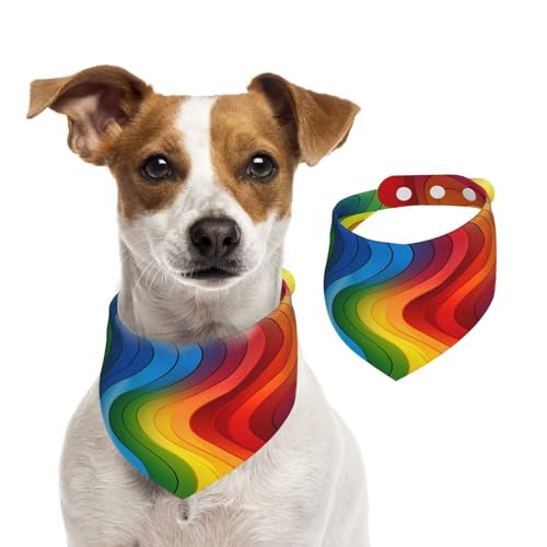 Regenbogen-Hundehalstuch, Sommerhalstücher für Hunde, waschbar, verstellbar, Dreieckstuch für mittelgroße und große Hunde, Welpen und Katzen, Größe L Regenbogen-Hundehalstuch, Sommerhalstücher für Hunde, waschbar, verstellbar, Dreieckstuch für mittelgroße und große Hunde, Welpen und Katzen, Größe L von KLLTYHMU