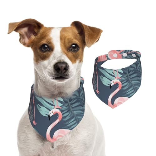 Sommerhalstücher mit Flamingo-Palmenblättern, Sommerhalstücher für Hunde, waschbar, verstellbar, dreieckig, niedliches Haustier-Lätzchen für mittelgroße und große Hunde, Welpen und Katzen, Größe L Sommerhalstücher mit Flamingo-Palmenblättern, Sommerhalstücher für Hunde, waschbar, verstellbar, dreieckig, niedliches Haustier-Lätzchen für mittelgroße und große Hunde, Welpen und Katzen, Größe L von KLLTYHMU
